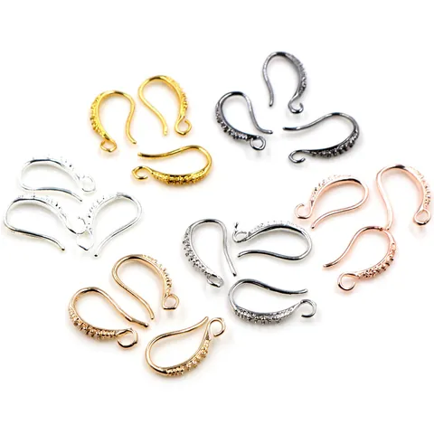 Micro Paved Zirconia Copper Earring Hooks For DIY Jewelry Making Accessories U Shaped Earring Wire Findings Jewelry Parts