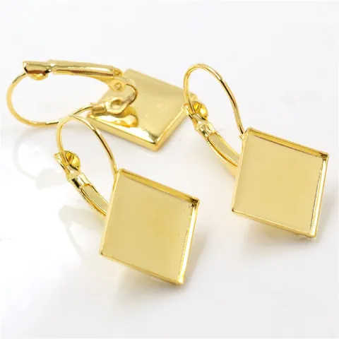 Crochets d'Oreilles Français en Fer Support de Base Lunette Carrée Pour la Fabrication de Boucles d'Oreilles DIY Bijoux
