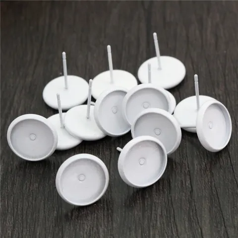 Round Cabochon Setting Earring Stud Posts Copper Base Tray For DIY Jewelry Making Colorful Earring Components