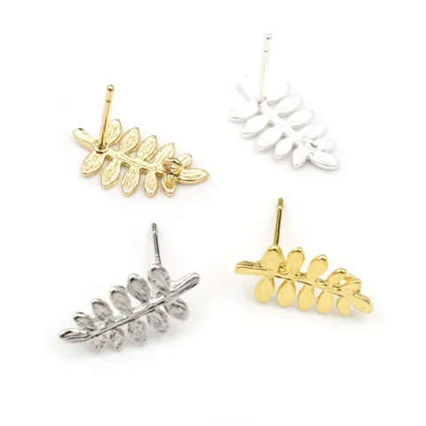 Orecchini a Bottone in Rame a Forma di Foglia Con Perno in Argento Sterling 925 Basi per Orecchini Fai da Te per la Creazione di Gioielli