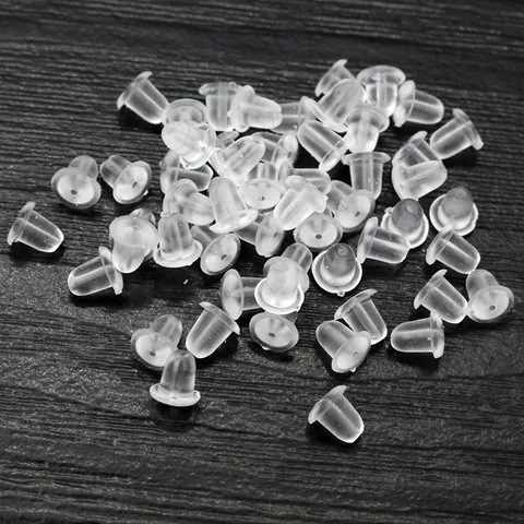 Topes Traseros para Pendientes de Plástico Suave Transparente Forma de Flor Bala DIY Fornituras de Joyería Tuercas