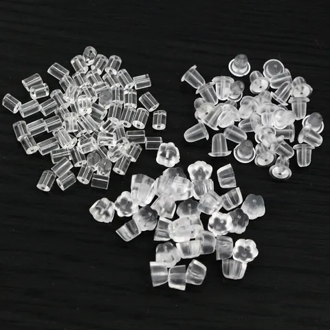 Topes Traseros para Pendientes de Plástico Suave Transparente Forma de Flor Bala DIY Fornituras de Joyería Tuercas