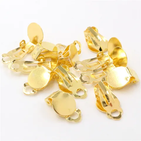 DIY Earring Clip Converters Eco Friendly Plating Iron Flat Base Earring Findings For Non Pierced Ears Jewelry Making Supplies