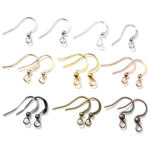 Copper Earring Hooks With Ball DIY Earring Making Supplies French Vintage Metal Fishhook Ear Wires For Jewelry Findings Crafts