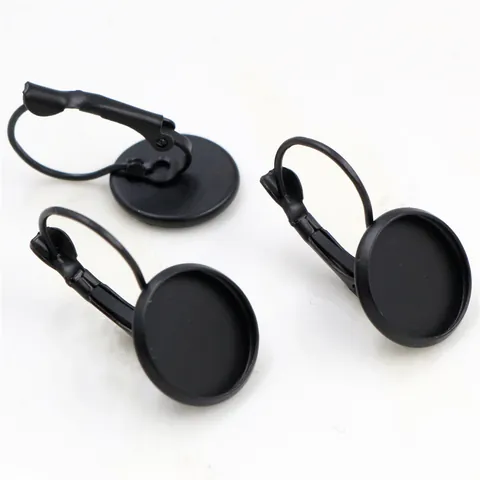 DIY Earring Tray Base French Ear Hooks Round Bezel Settings Blank Earring Findings Iron Jewelry Making Accessories