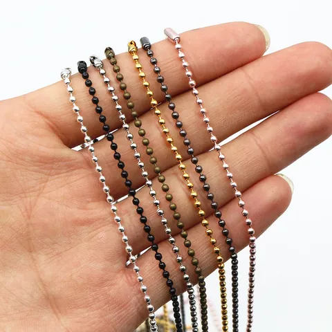 DIY Jewelry Making Metal Ball Chain Necklace Accessory With Connector Buckle Multi Color Plated Iron Bead Chain For Handmade Crafts