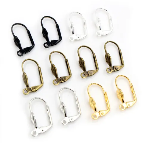 Copper Leverback Earring Hooks French Ear Wire DIY Jewelry Making Findings Accessories Gold Silver Black Bronze Colors