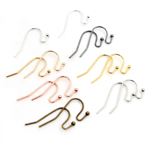 Copper Ball Head Ear Hooks For DIY Earring Making S Shape Fish Hook Jewelry Findings French Style Earwire Accessories