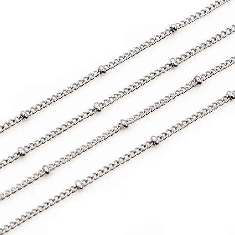 Stainless Steel Beaded Satellite Chain DIY Jewelry Making Material French Vintage Gold Silver Plated Beaded Link Chain Accessories
