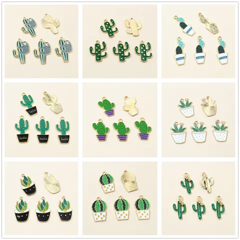 Alloy Enamel Cactus Charms Potted Plant Sloth Pendants For DIY Jewelry Making Earrings Necklace Keychain Accessories