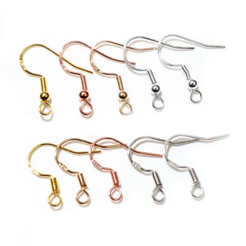 Copper Earring Hooks For Jewelry Making DIY Earring Findings Gold Silver Rose Gold Plated Fish Hook Earwire With Ball And Coil 925 Stamped