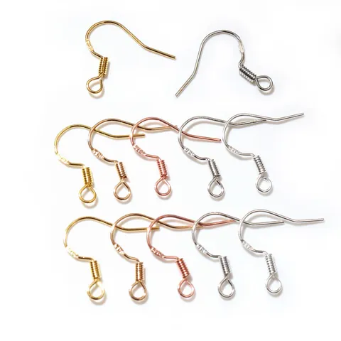 Copper Earring Hooks For Jewelry Making DIY Earring Findings Gold Silver Rose Gold Plated Fish Hook Earwire With Ball And Coil 925 Stamped