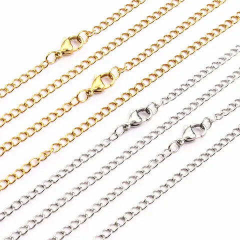Stainless Steel Cable Chain Necklace With Lobster Clasp DIY Jewelry Making Accessory Link Chain French Vintage Style