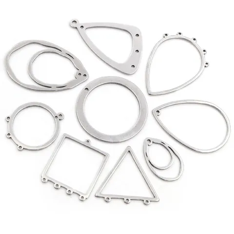 Conector Colgante Geométrico de Acero Inoxidable 316 para Creación de Joyas DIY Gota Redondo Cuadrado Irregular Dijes Fornituras