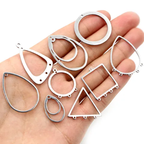 Conector Colgante Geométrico de Acero Inoxidable 316 para Creación de Joyas DIY Gota Redondo Cuadrado Irregular Dijes Fornituras