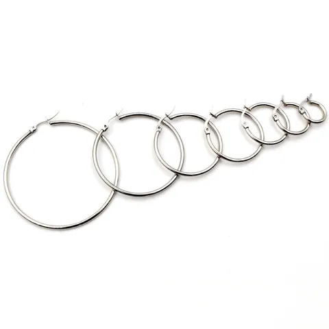 Stainless Steel Hoop Earring DIY Jewelry Making Findings Accessories Silver Tone Round Circle Earrings Components For Women Men