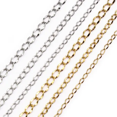 Stainless Steel DIY Oval Link Chain For Jewelry Making Handmade Necklace Bracelet Accessory French Vintage Style Bulk