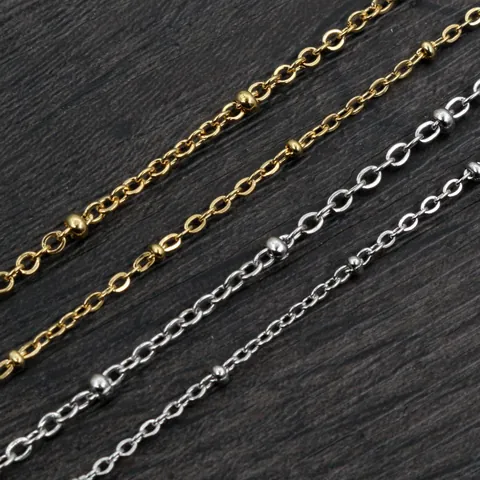 Stainless Steel Satellite Chain Beaded Jewelry Chain For DIY Handmade Necklace Bracelet Making Gold Silver Long Bulk Chains