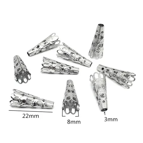 Coupelles à Perles en Acier Inoxydable Forme Fleur de Trompette Filigrane Cônes Ajourés Embouts pour Glands Bijoux DIY