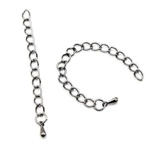 Iron DIY Jewelry Extender Chain With Water Drop Pendant For Necklace Bracelet Making Multicolored Electroplated Jewelry Finding Accessory