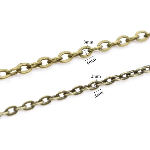 DIY Jewelry Making Iron Cable Chain Flat Press Unwelded Link Chain For Necklace Bracelet Handmade Material Accessory Gold Silver Bronze