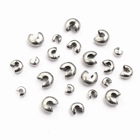 Stainless Steel Open Crimp Bead Covers For Jewelry Making DIY Bracelet Necklace Finishing Crescent Buckle Metal Findings