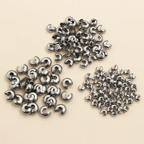 Stainless Steel Open Crimp Bead Covers For Jewelry Making DIY Bracelet Necklace Finishing Crescent Buckle Metal Findings