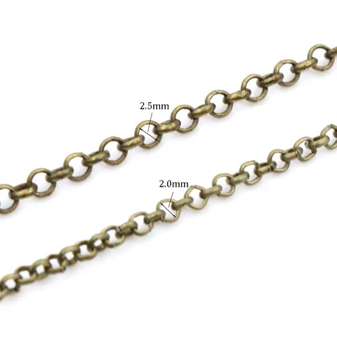 Unwelded Iron Rolo Chain For Jewelry Making DIY Necklace Bracelet Accessories Gold Silver Bronze Black Metal Links Findings