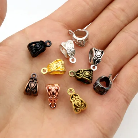 Hollow Carved Alloy Pendant Bails Connectors Scrollwork DIY Jewelry Findings For Necklace Bracelet Making Vintage Style Accessories