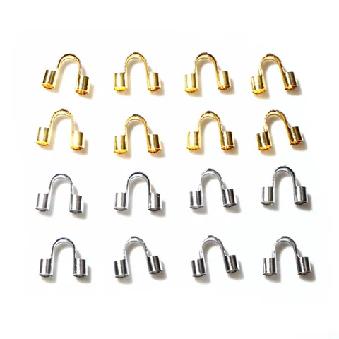 Stainless Steel U-Shaped Wire Guardian Tube Connectors For DIY Jewelry Making Findings Gold Silver Plated Wire Protectors