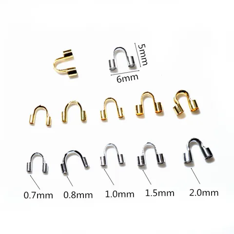 Stainless Steel U-Shaped Wire Guardian Tube Connectors For DIY Jewelry Making Findings Gold Silver Plated Wire Protectors