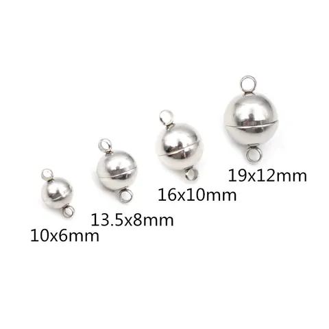 Chiusure Magnetiche a Sfera in Acciaio Inossidabile per Creazione Gioielli Fai da Te Connettori per Bracciali e Collane Componenti per Gioielli Colore Acciaio