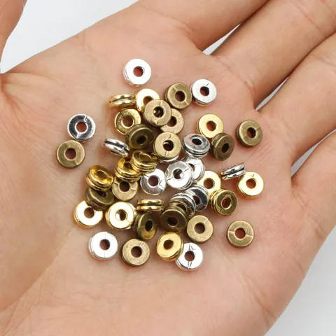 Cuentas Espaciadoras Planas de Aleación de Zinc 6x2.5mm Con Doble Ranura DIY Accesorios para Hacer Pulseras Collares Hecho a Mano