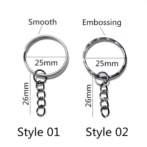 DIY Eisen Schlüsselringe Mit Viergliedriger Kette Glatte Geprägte Galvanisierte Metall Schlüsselanhänger Für Schmuckherstellung Bastelbedarf