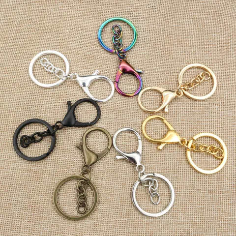 Zinc Alloy Lobster Clasp Keychain Ring Chain DIY Jewelry Findings Accessory Gold Silver Black Rose Gold Metal Hook For Handbag