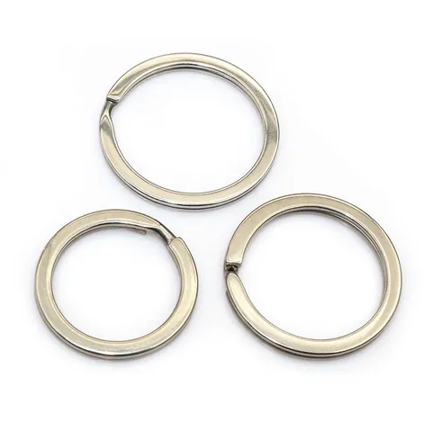 Stainless Steel Flat Split Key Rings Round Circular DIY Jewelry Making Supplies For Keychains Organization Universal Silver Tone Findings