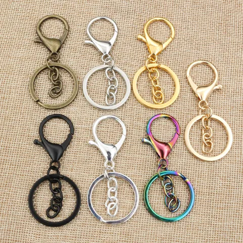 Zinc Alloy Lobster Clasp Keychain Ring Chain DIY Jewelry Findings Accessory Gold Silver Black Rose Gold Metal Hook For Handbag