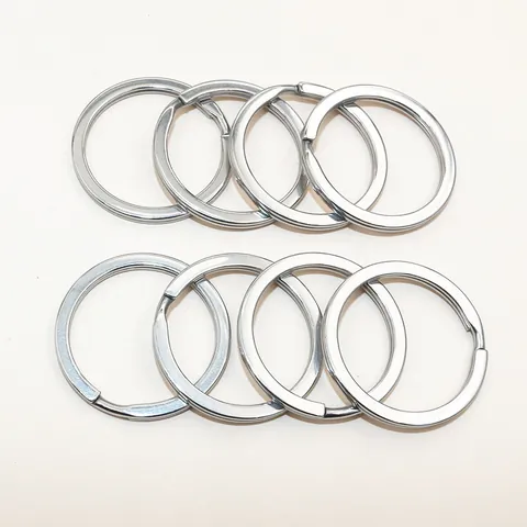 Stainless Steel Flat Split Key Rings Round Circular DIY Jewelry Making Supplies For Keychains Organization Universal Silver Tone Findings