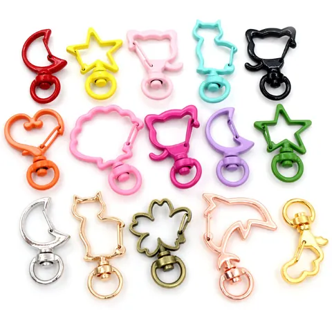 Mixed Alloy Animal Shaped Lobster Clasps For DIY Keychain Jewelry Making Heart Star Moon Cat Rabbit Sakura Flower Metal Hooks Accessories