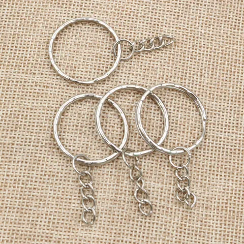 Anneaux de Porte-Clés en Métal Avec Chaîne à Maillons pour Création de Porte-Clés DIY Fournitures de Bijoux Accessoires