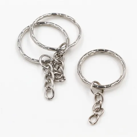 Anneaux de Porte-Clés en Métal Avec Chaîne à Maillons pour Création de Porte-Clés DIY Fournitures de Bijoux Accessoires