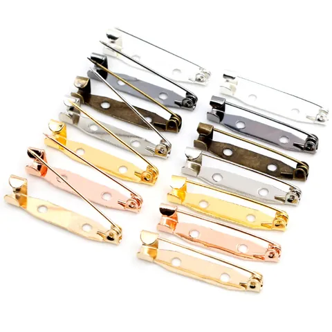 Iron Brooch Pin Backs With 3 Holes Safety Catch Pins For DIY Jewelry Making Findings Brooch Base Components Accessories