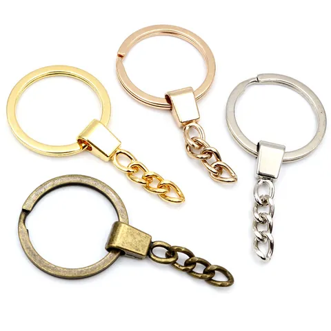 Anello Portachiavi Piatto in Lega di Zinco Con Catena Accessori per Gioielli Fai-da-te Oro Argento Bronzo Antico