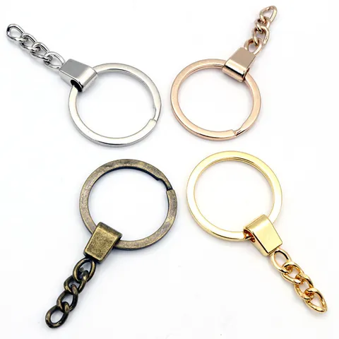 Anello Portachiavi Piatto in Lega di Zinco Con Catena Accessori per Gioielli Fai-da-te Oro Argento Bronzo Antico