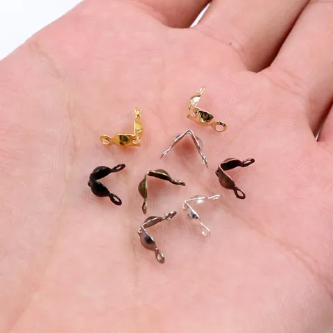 DIY Jewelry Findings Crimp Ends Double Loop Calotte Bead Tips Stainless Steel Iron Connector For Necklace Bracelet Making