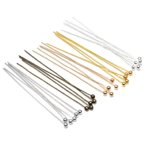 Copper Ball Head Pins For DIY Jewelry Making Metallic Headpins For Earrings Bracelets Handmade Craft Jewelry Findings