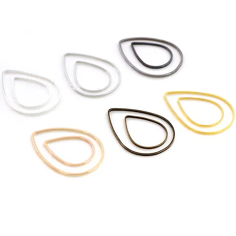 Copper Water Drop Teardrop Hollow Jewelry Making Findings For DIY Earrings Necklace Accessory Gold Silver Bronze Black KC Gold Material