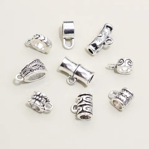 Antique Silver Alloy Bail Beads Connectors Vintage Pattern For DIY Jewelry Making Necklace Bracelet Accessory Finding