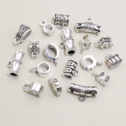 Antique Silver Alloy Bail Beads Connectors Vintage Pattern For DIY Jewelry Making Necklace Bracelet Accessory Finding
