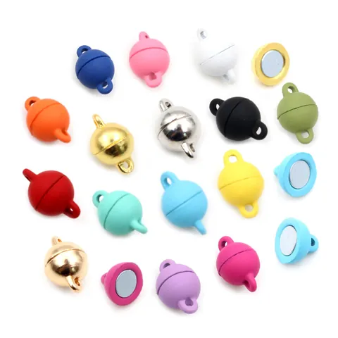 Bolvormige Magneetsluitingen DIY Sieraden Onderdelen Voor Ketting Armband Verbinding Ronde Metalen Magneetsluiting Meerkleurig